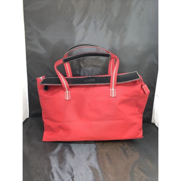 Maxx New York Large Woven Tote Shopper Red & Black Handbag and Cosmetic Bag - Picture 2 of 8